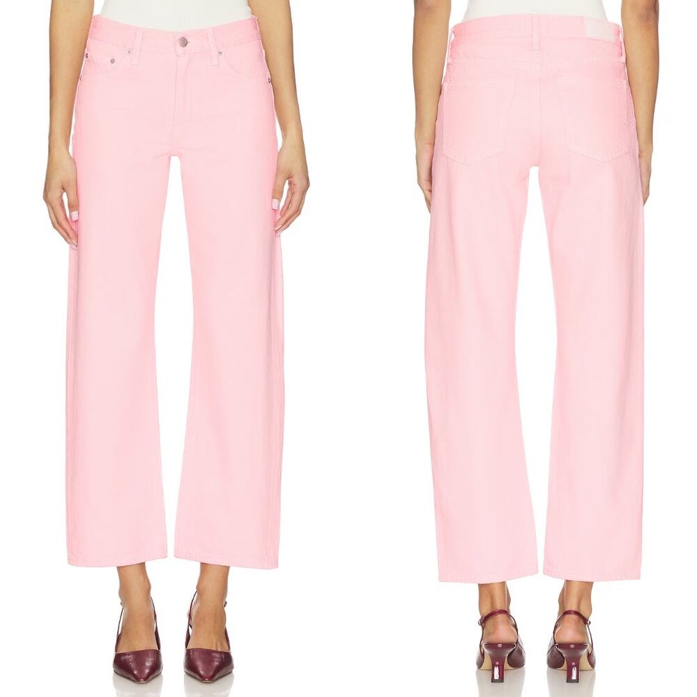 Pistola Lexi Mid Rise Bowed Straight 100% Cotton Jeans Pink Blush (Sz 30 Petite)